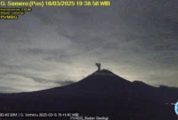 Gunung Semeru erupsi dengan tinggi letusan 900 meter di atas puncak pada Minggu (16/3/2025) malam