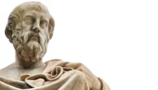 Statue of ancient Greek philosopher Plato in Athens.