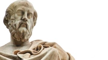 Statue of ancient Greek philosopher Plato in Athens.